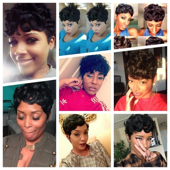 Short Curly Pixie Cut Wig Human Hair for Black Women Short Human Hair Pixie Cut - Picture 7 of 9